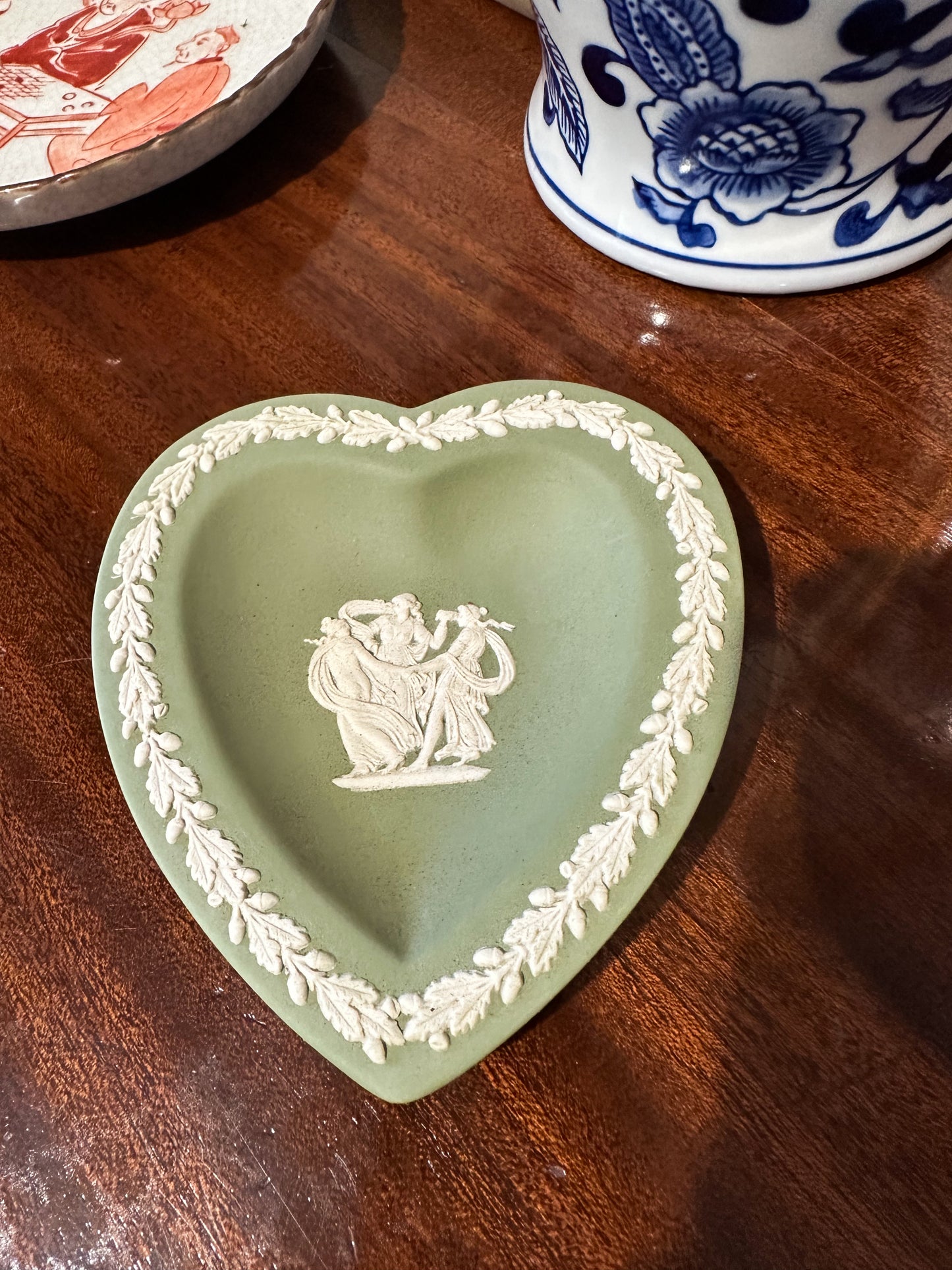 Green Wedgwood Heart Shaped Trinket Dish