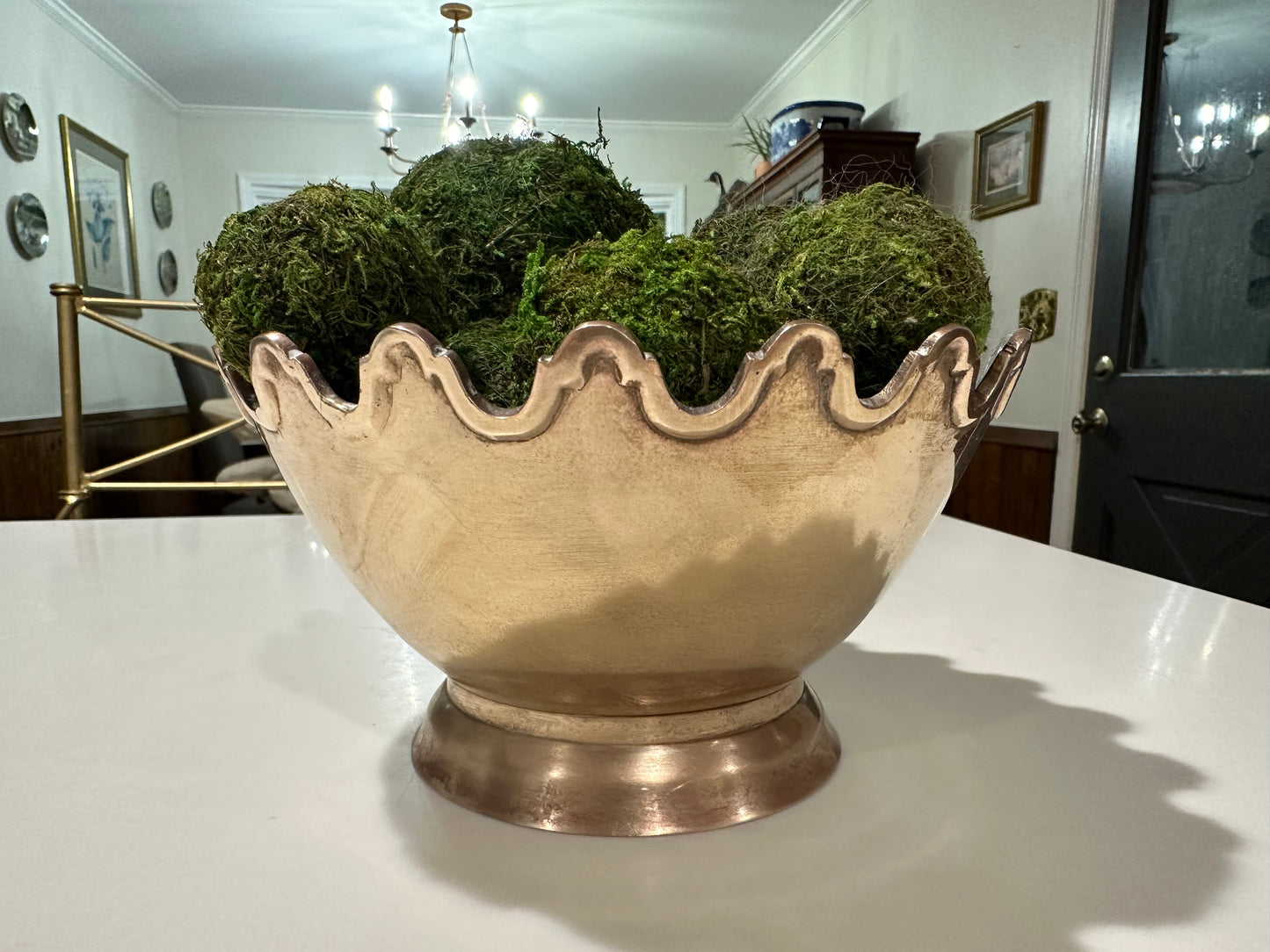 Scalloped Brass Pedestal Bowl