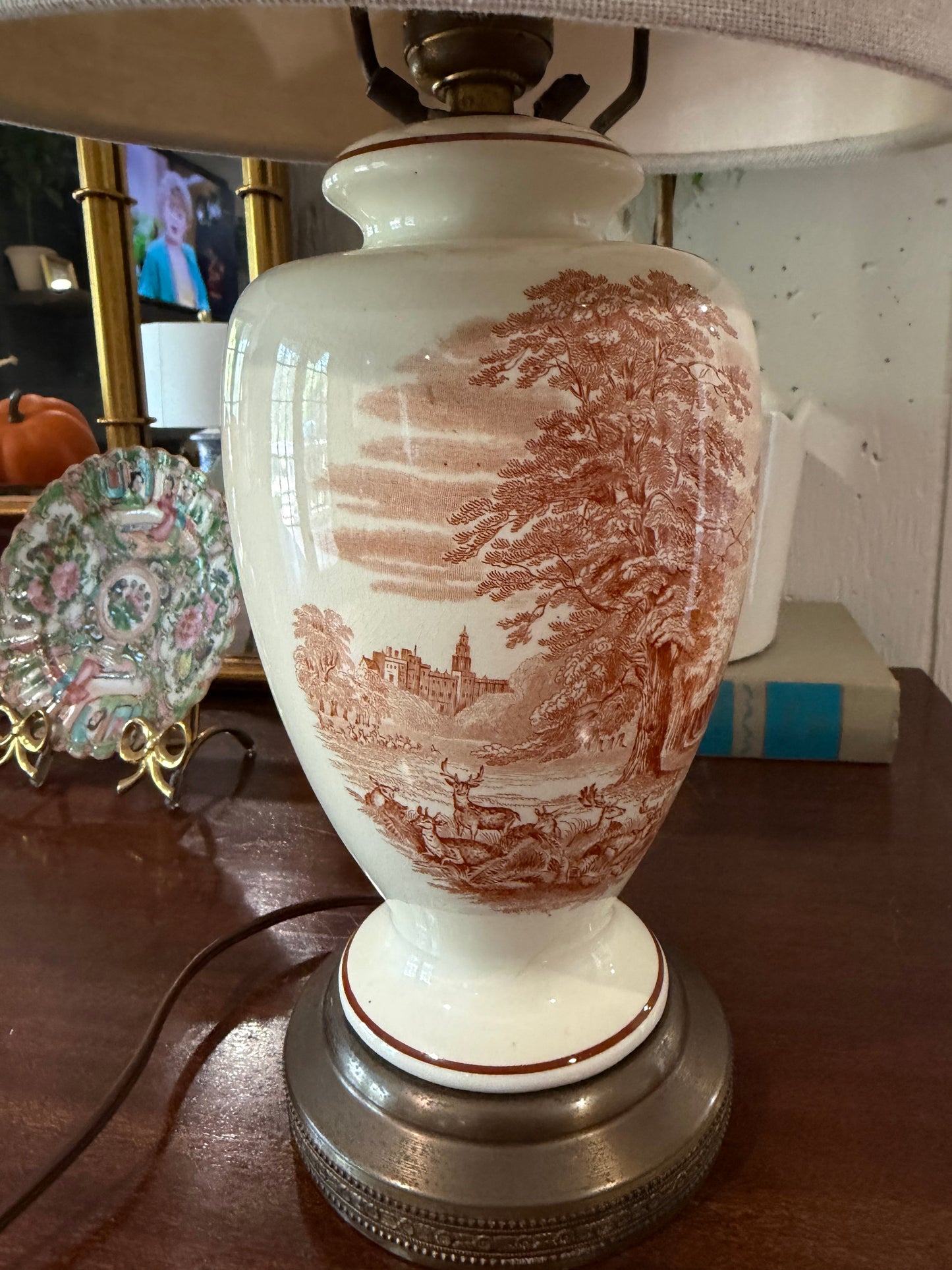 Brown Transfer-ware Lamp