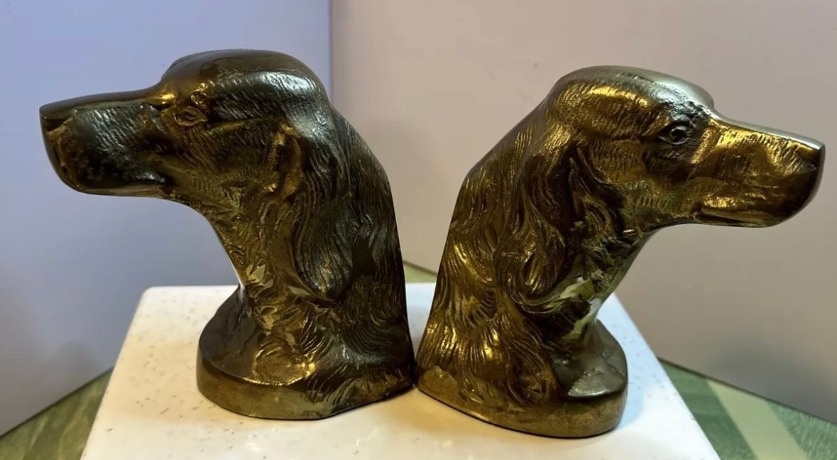 Brass Dog Bookends
