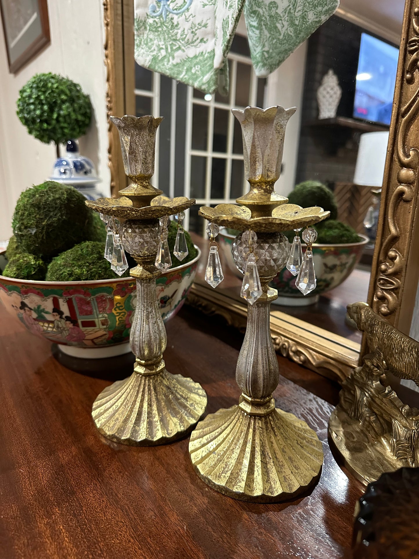 Crystal Candlestick Holder Pair