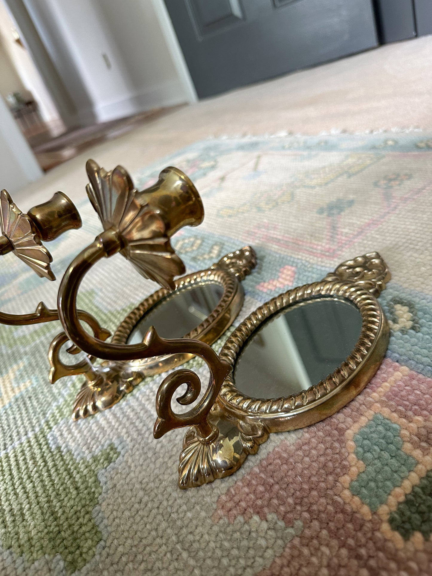 Mirrored Candlestick Sconce Pair