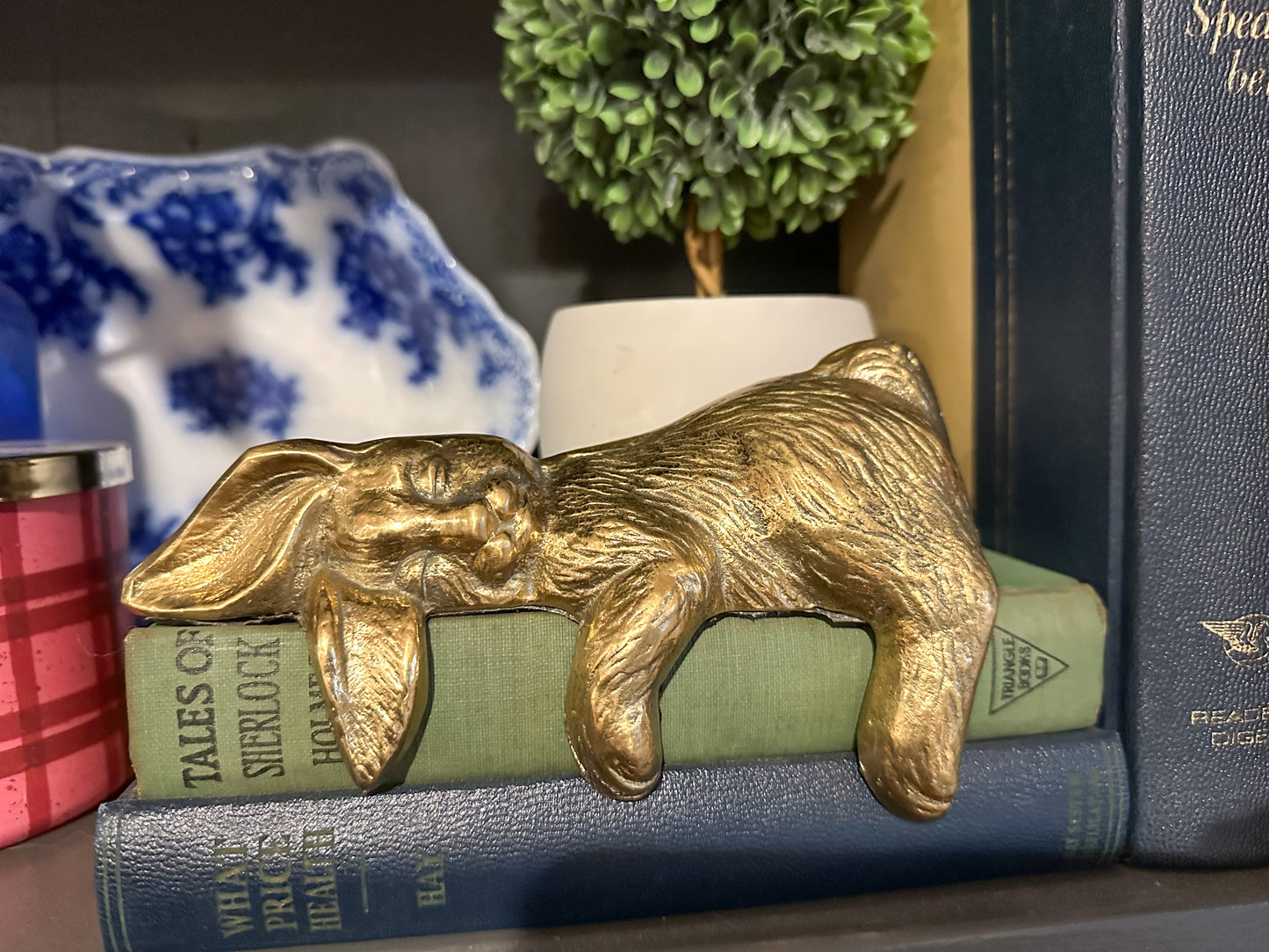 Sleeping Brass Bunny Shelf Sitter