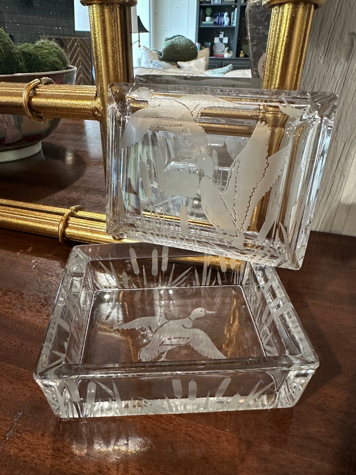 Crystal Box with Duck Etching
