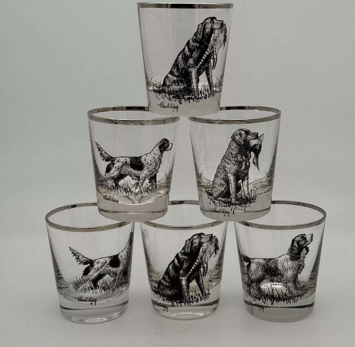Hunting Dog Lowball Glasses