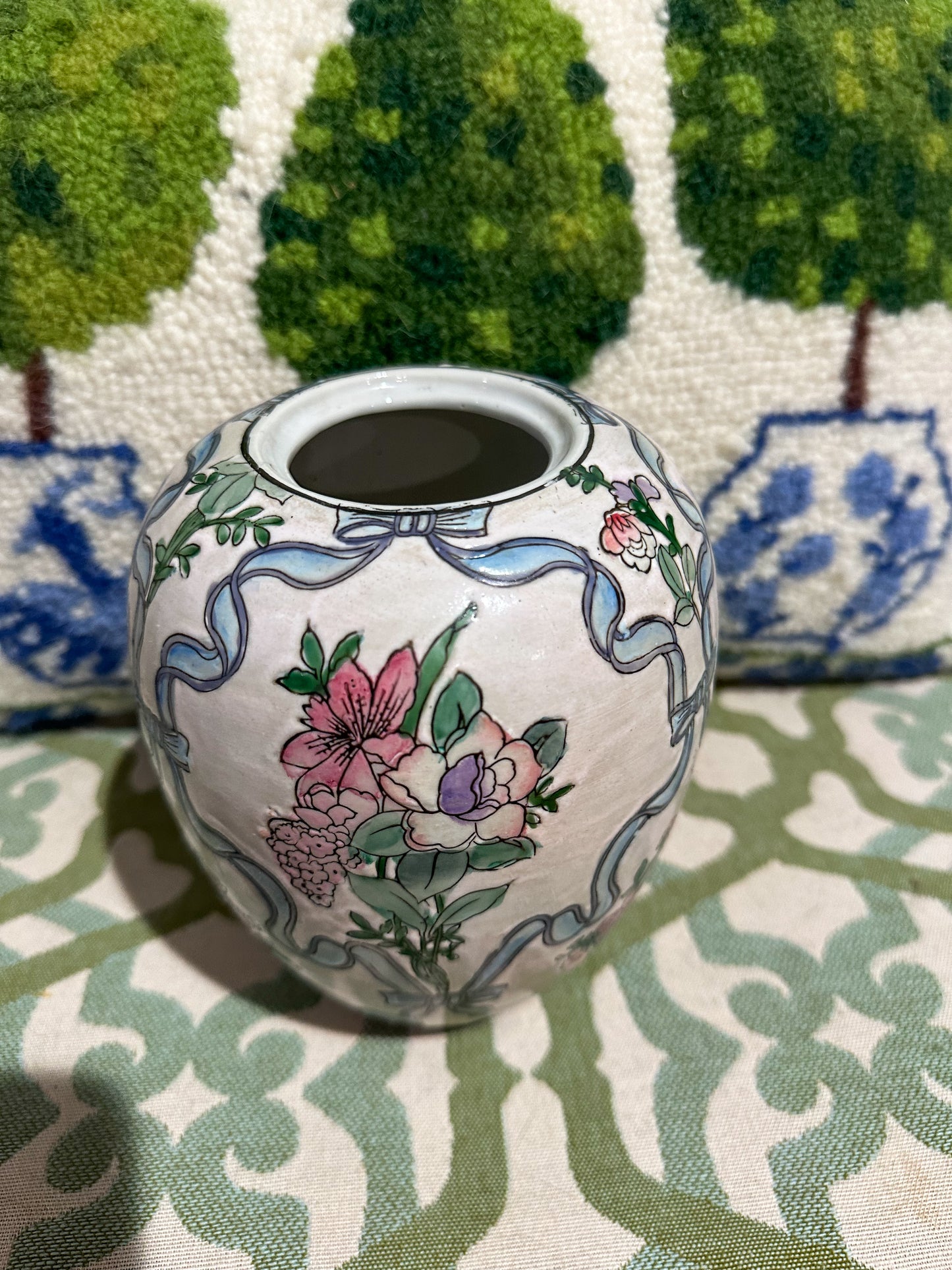 Pastel Floral & Bow Vase