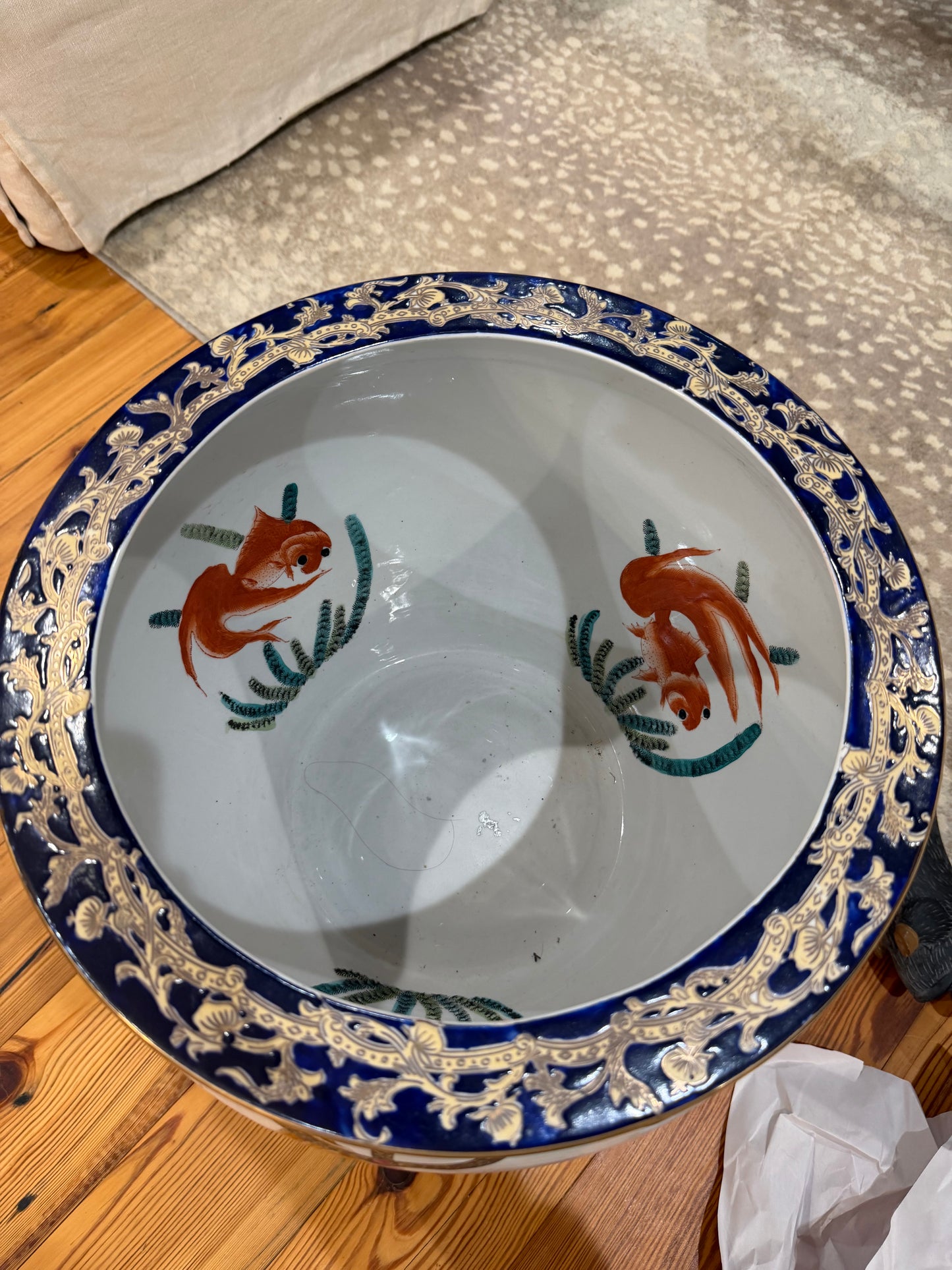 Hunt Scene Fish Bowl Planter with Stand