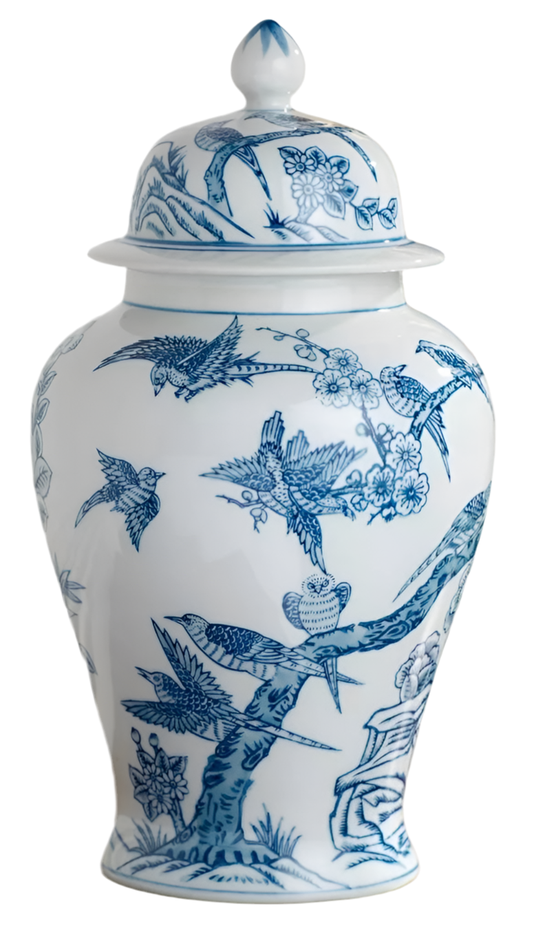 Blue & White Ginger Jar Pair
