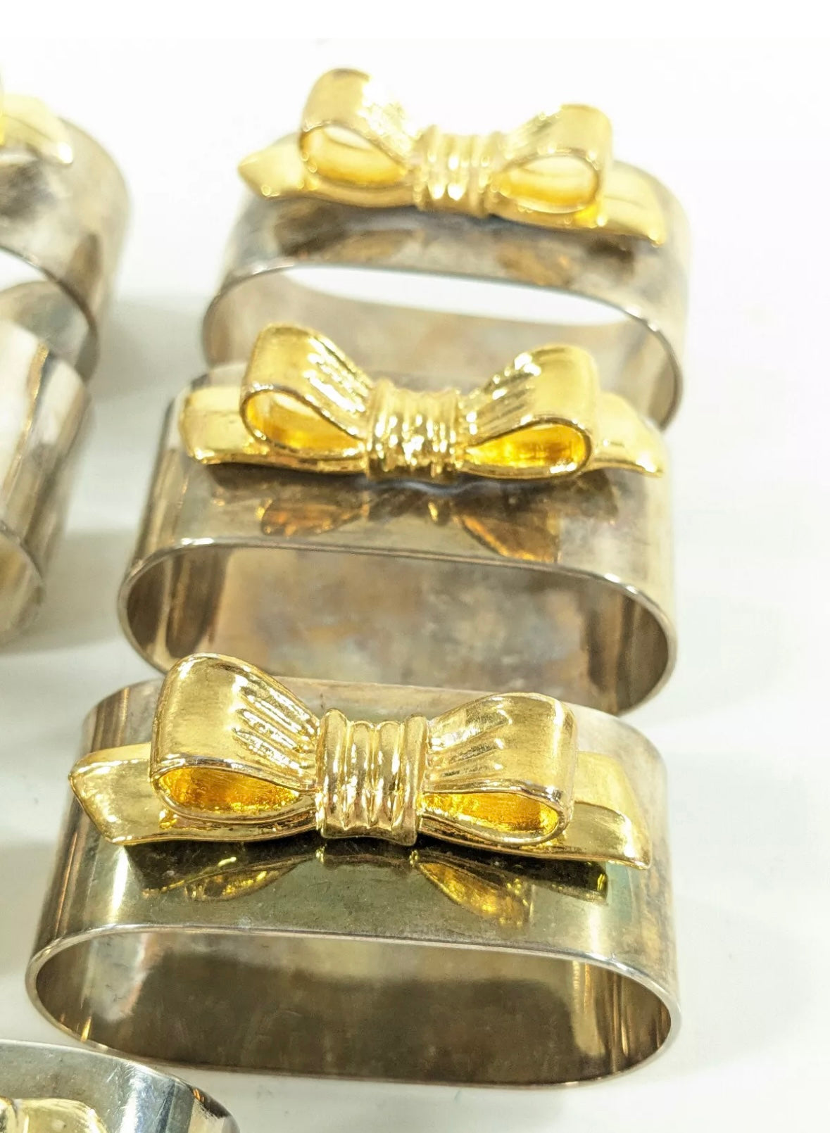 Silver & Gold Bow Napkin Rings