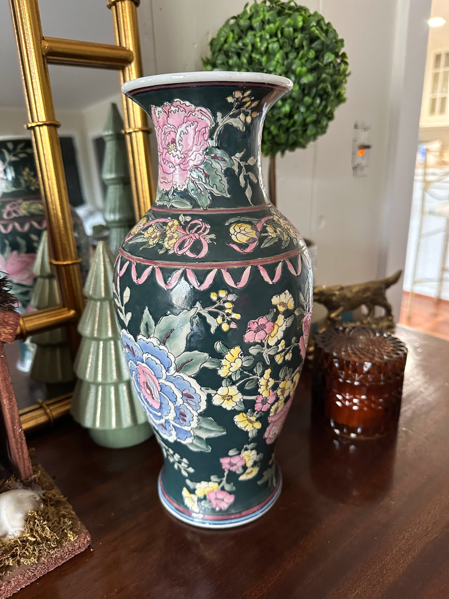 Green Floral Vase
