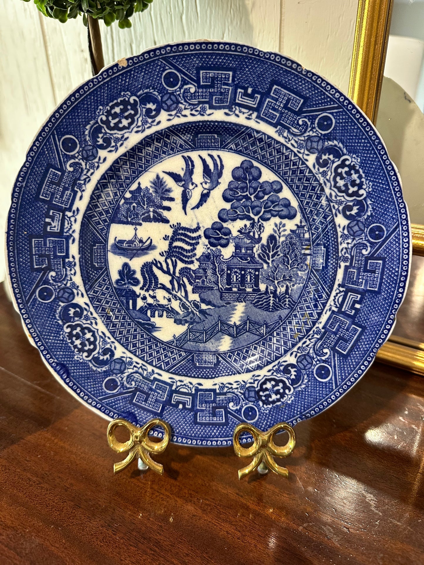 Pair of Blue Willow Scalloped Plates