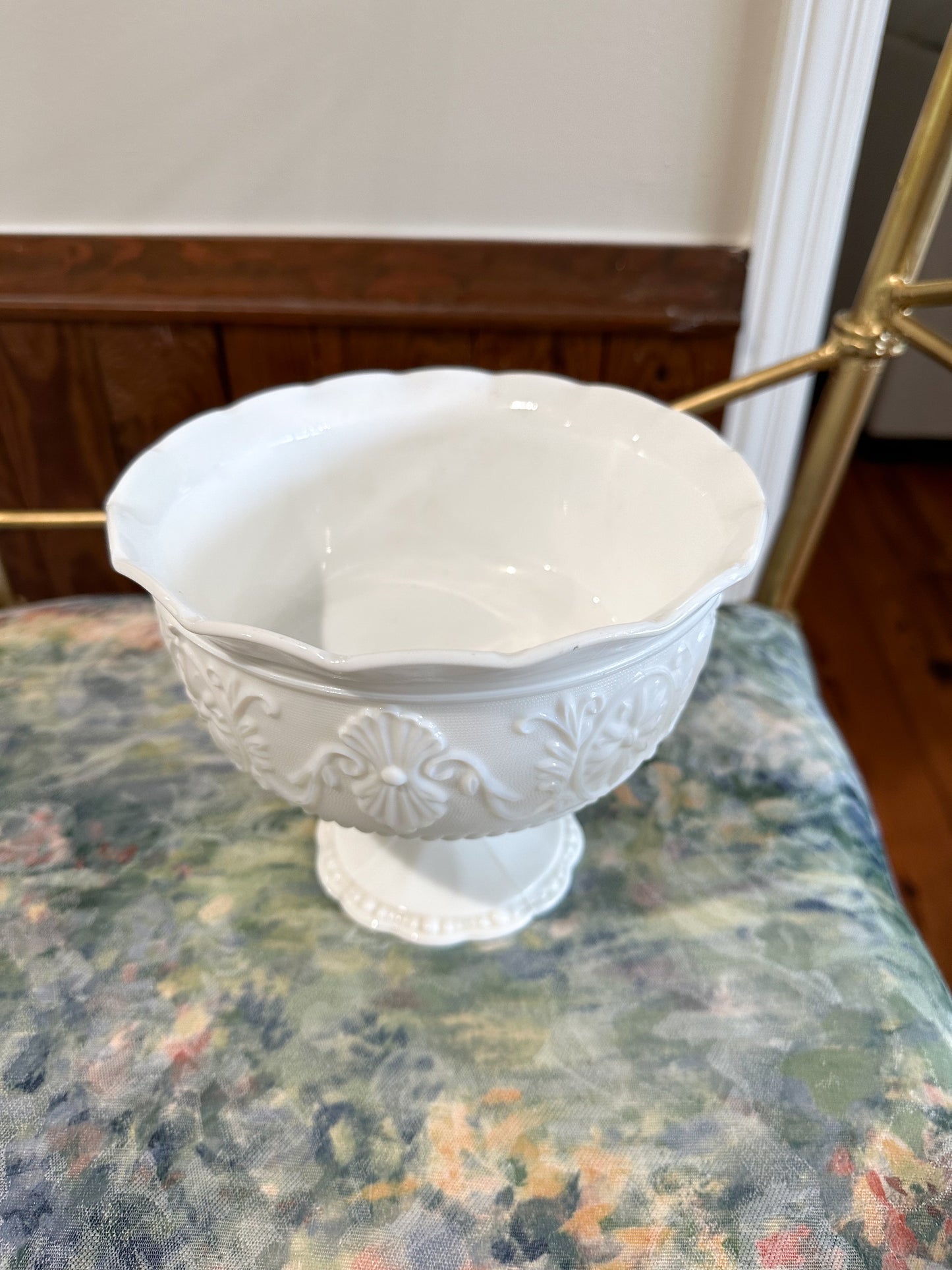 Footed Milk Glass Bowl