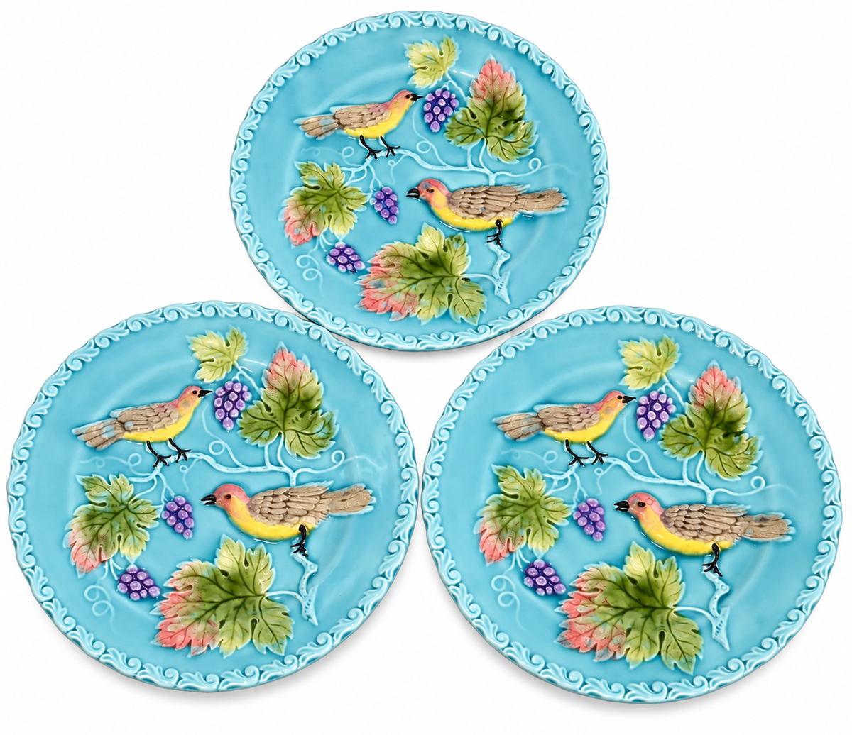 Bird & Berry Majolica Plates