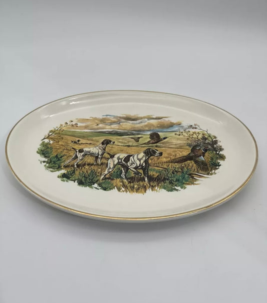 Gold-Rimmed Hunting Dog & Pheasant Platter