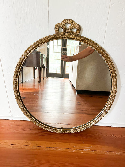Brass Bow Round Mirror