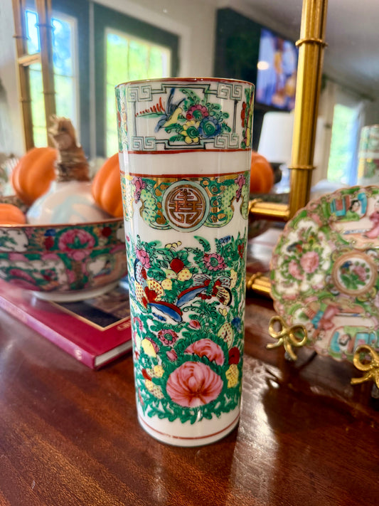 Rose Canton Cylinder Vase
