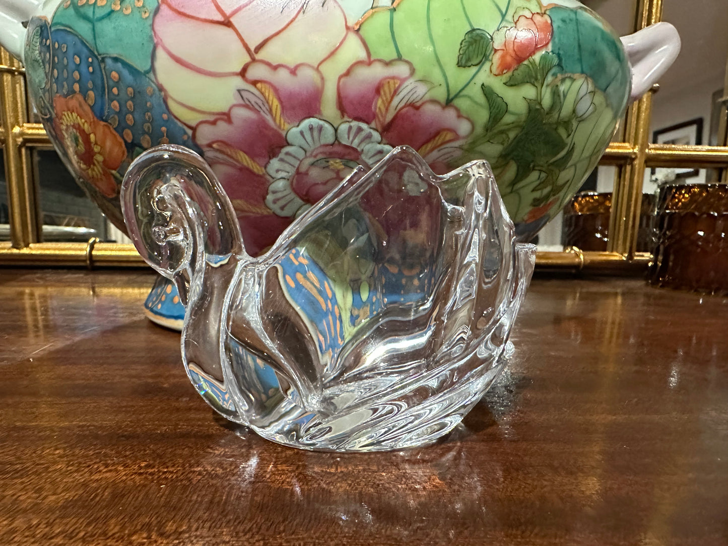 Crystal Swan Tea Light/Match Holder
