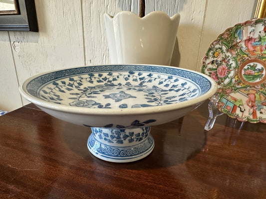 Blue & White Pedestal Dish
