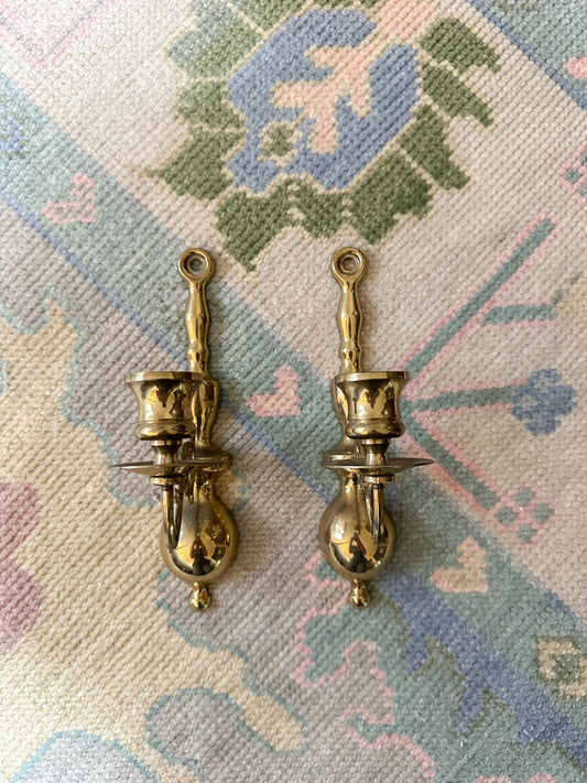 Pair of Brass Candle Stick Sconces