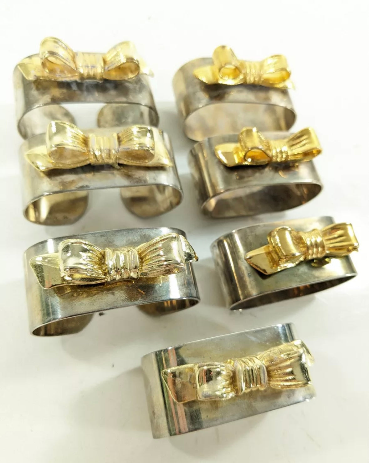 Silver & Gold Bow Napkin Rings