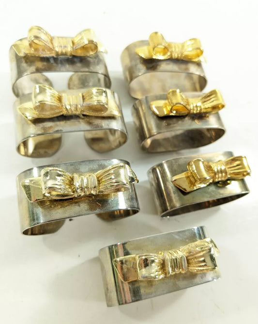Silver & Gold Bow Napkin Rings
