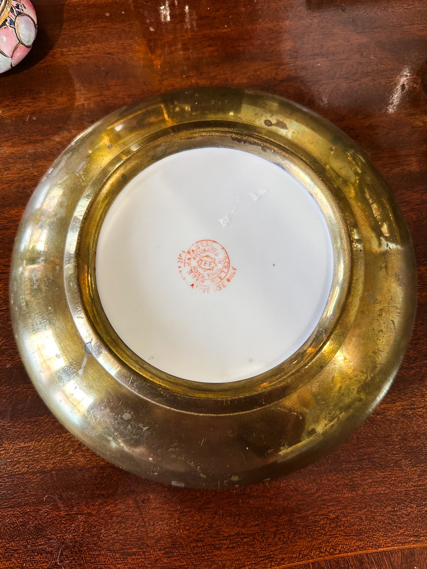 Brass-Encased Floral Bowl