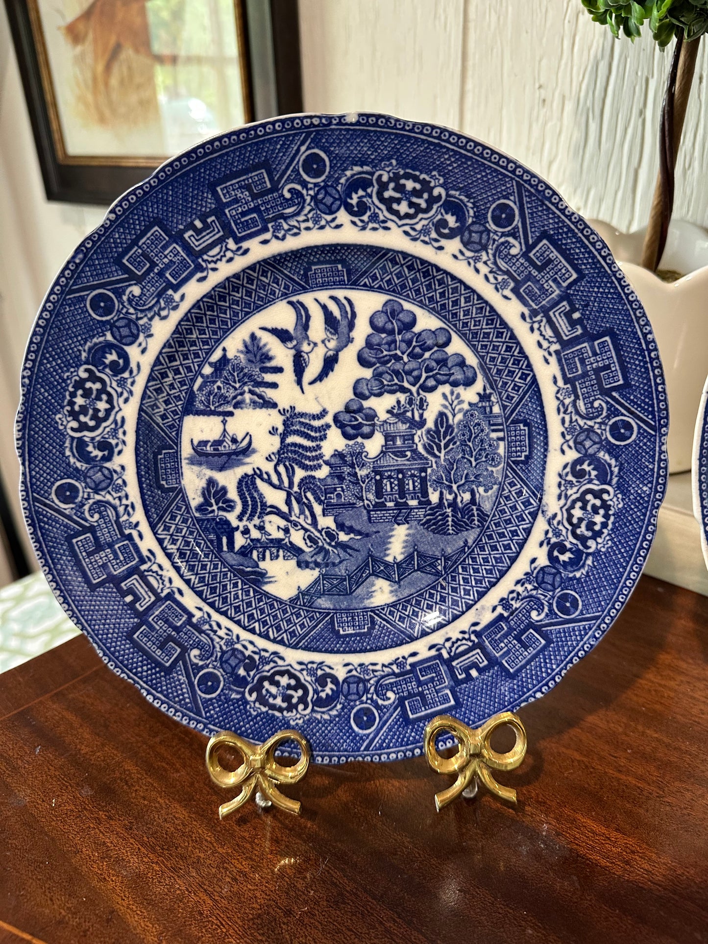 Pair of Blue Willow Scalloped Plates