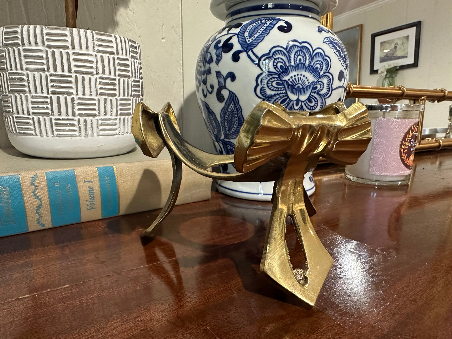 Brass Bow Candle Holder