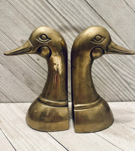 Pair of Brass Duck Bookends