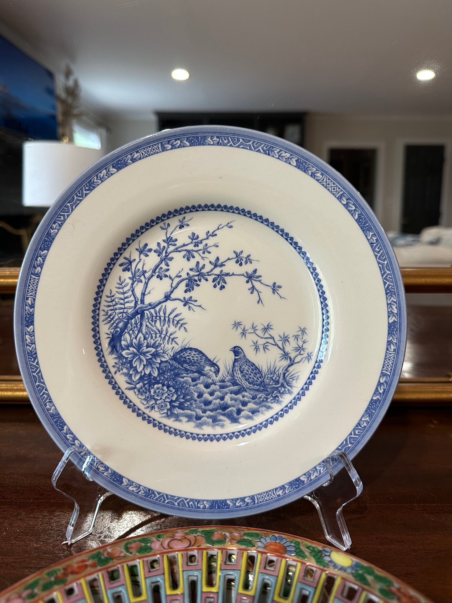 Medium Blue & White Quail Plate