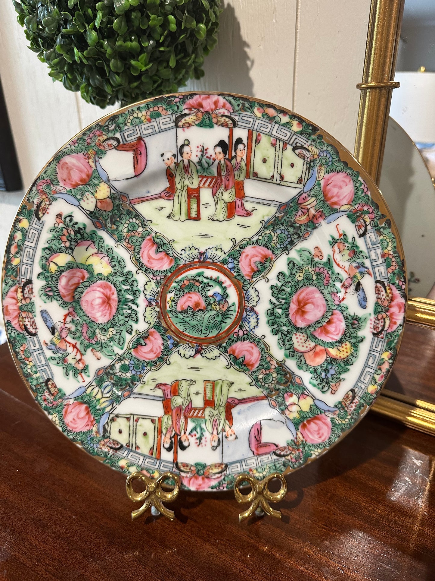 Rose Medallion Plate with Greek Key Detailing
