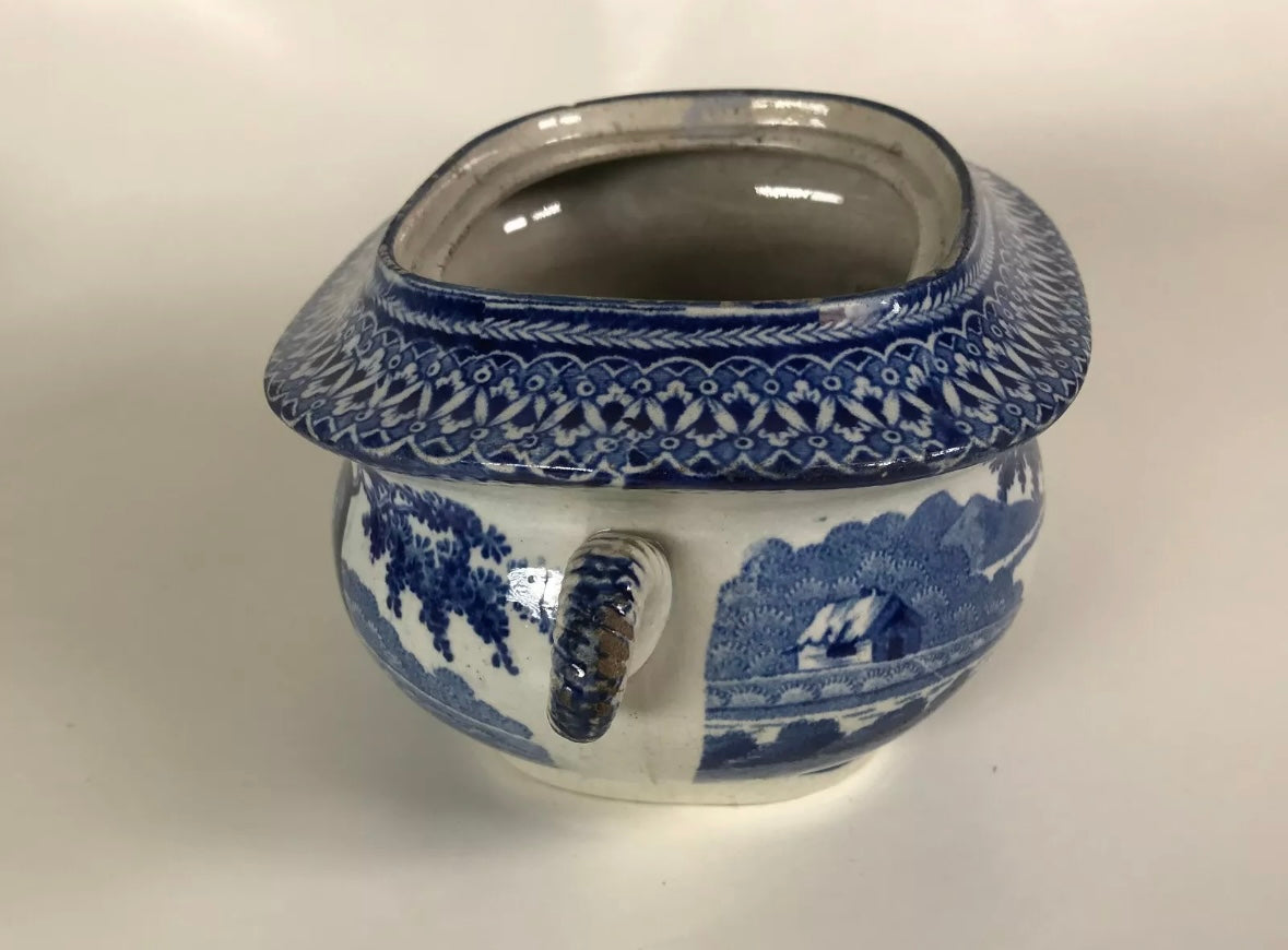 Early 1800s Staffordshire Sugar Bowl with Hunt Scene