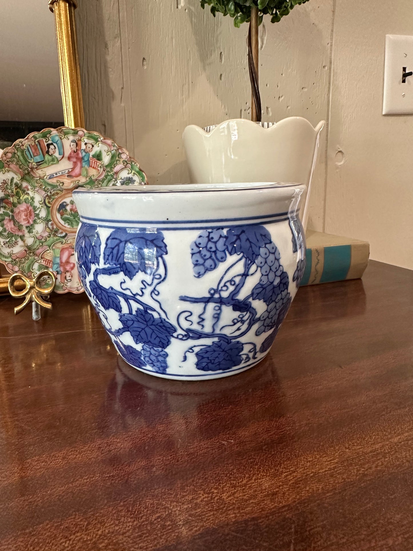 Small Blue & White Planter