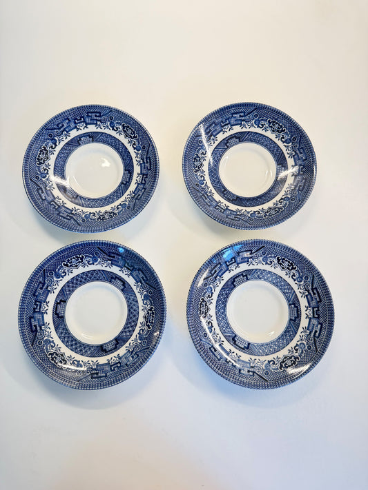 Set of 4 Blue Willow Saucers