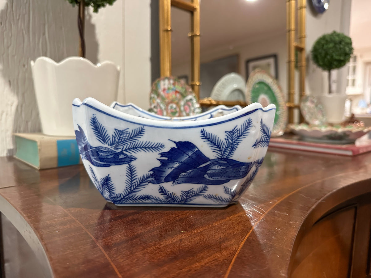 Blue & White Lotus-Shaped Bowl