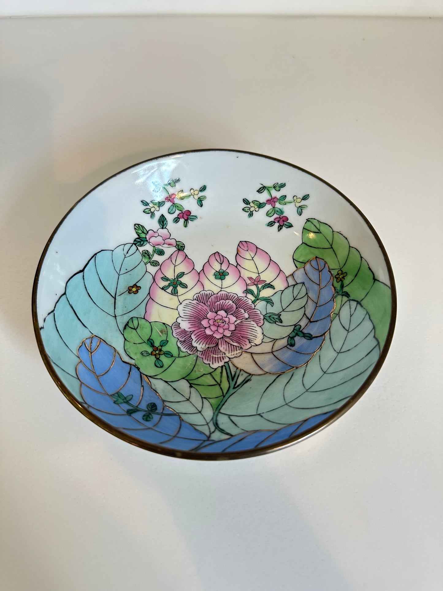 Brass-Encased Tobacco Leaf Bowl