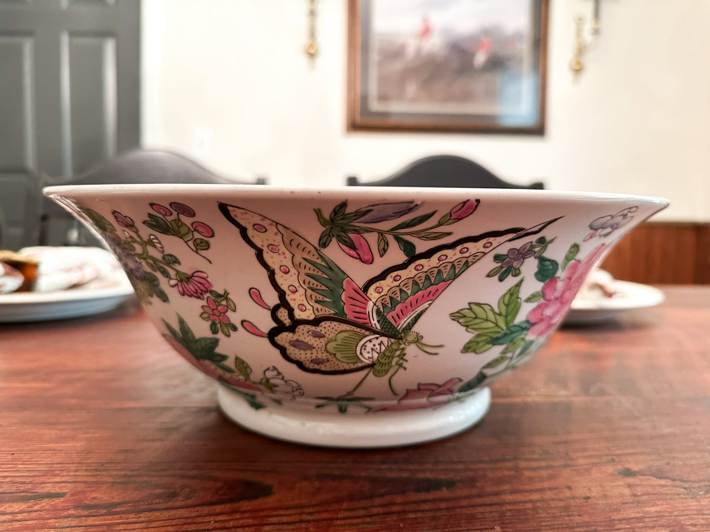 Large Famille Butterfly Bowl