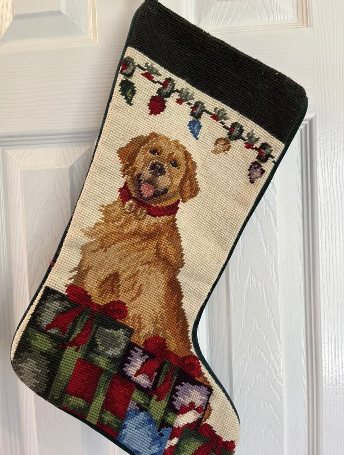 Golden Retriever Needlepoint Stocking