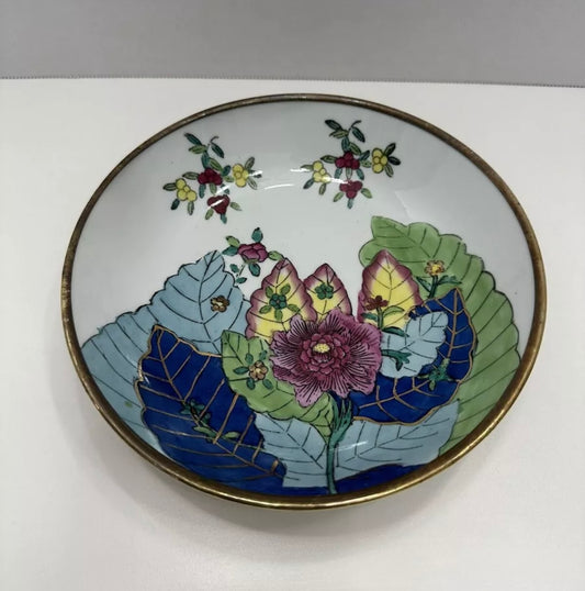 7-Inch Brass Encased Tobacco Leaf Bowl