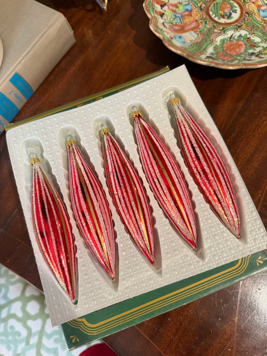 Vintage Kurt Adler 5 Piece Glass Ornaments