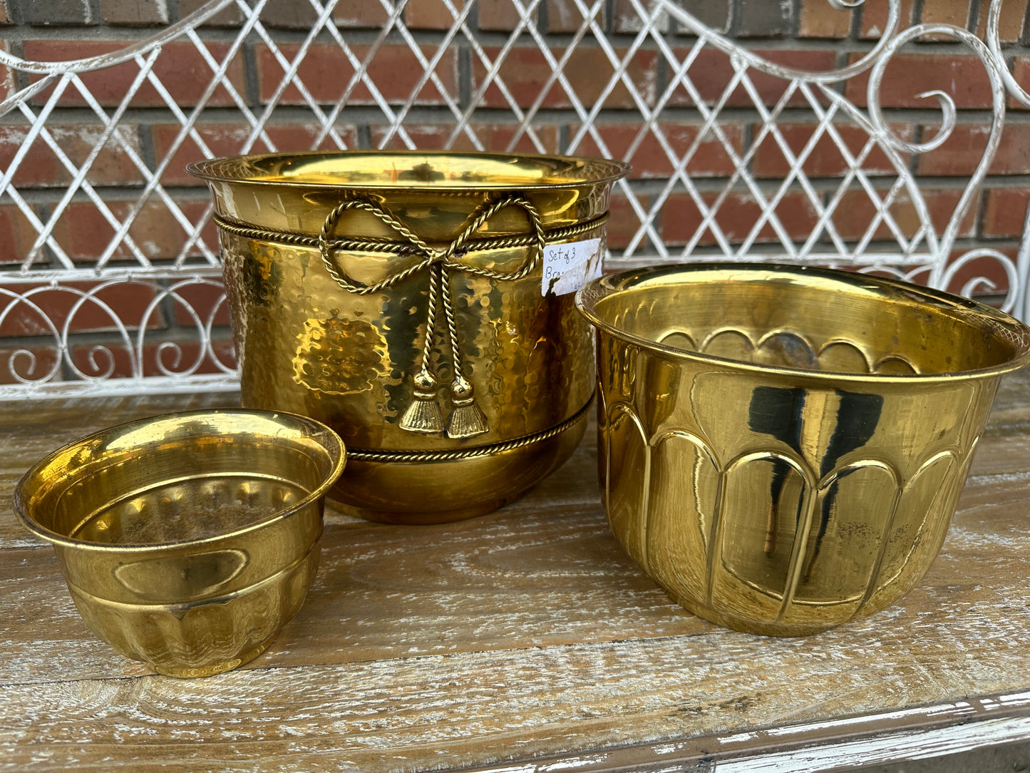 Set of 3 Brass Planters