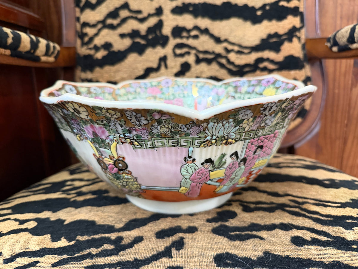 12” Rose Medallion Lotus Bowl