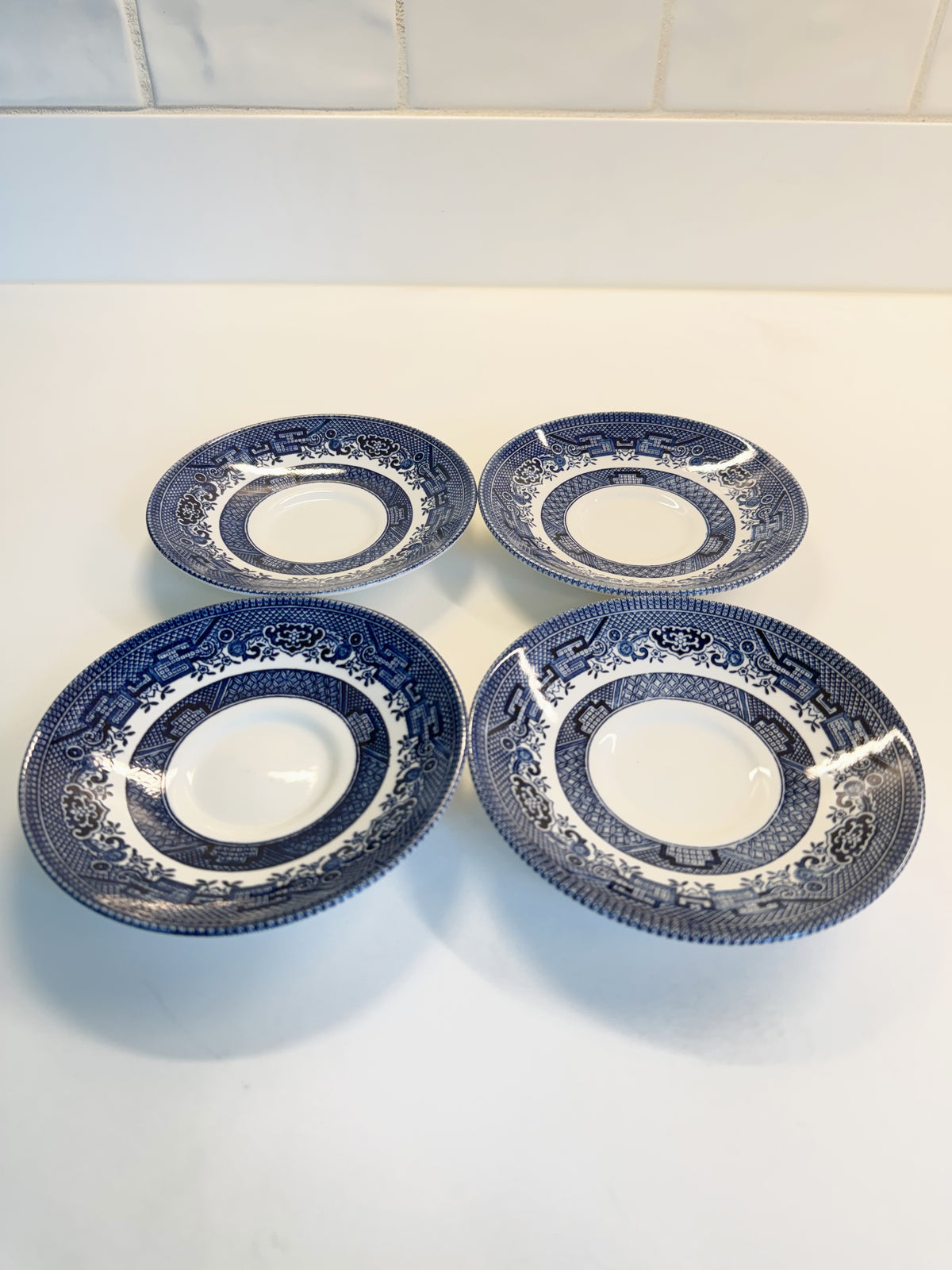 Set of 4 Blue Willow Saucers