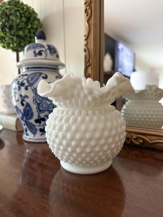 Hobnail Milk Glass Vase