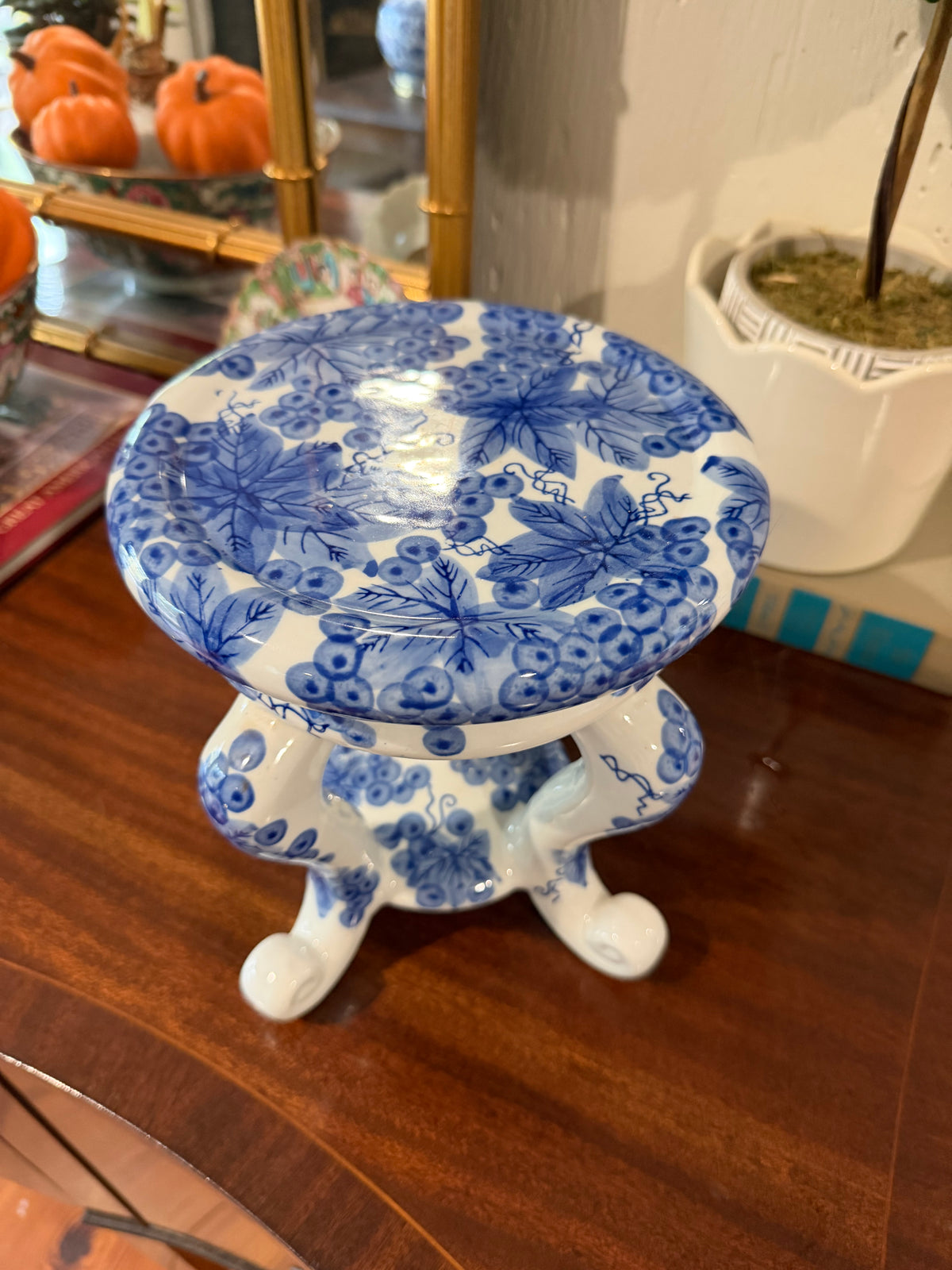 Blue & White Plant Stand