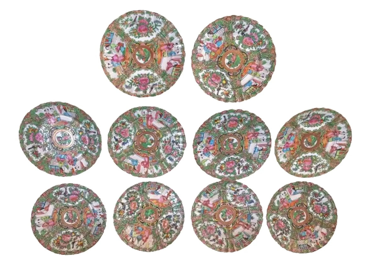 Scalloped Rose Medallion Plates