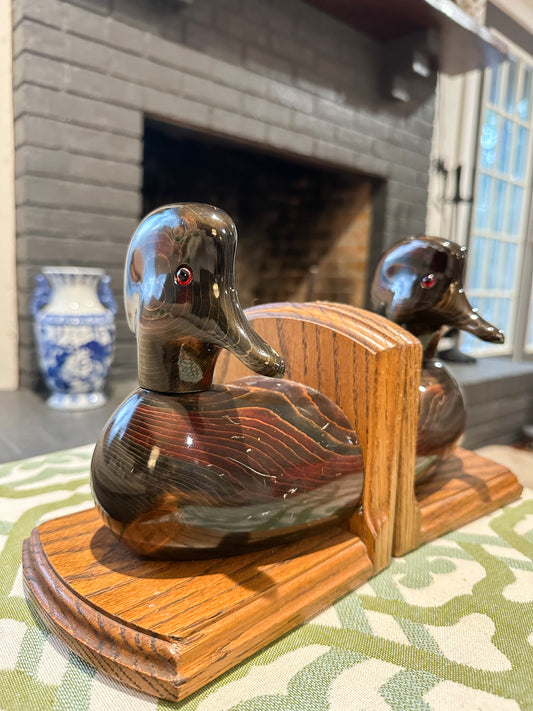 Wooden Duck Bookends