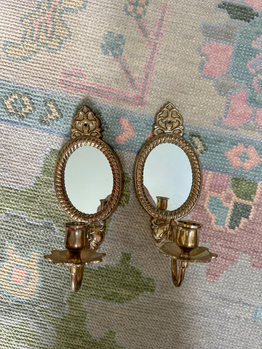 Mirrored Candlestick Sconce Pair