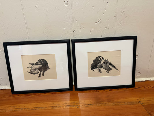 Framed Fred McCaleb Dog Sketches