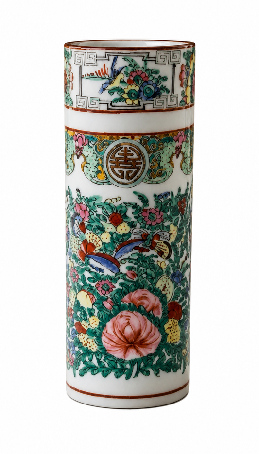 Rose Canton Cylinder Vase